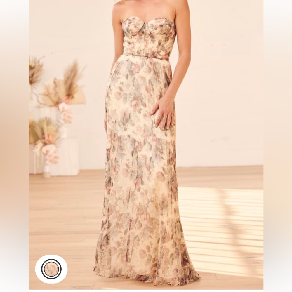 Lulus Most Beautiful Day Ivory Multi Floral Print Organza Maxi Dress